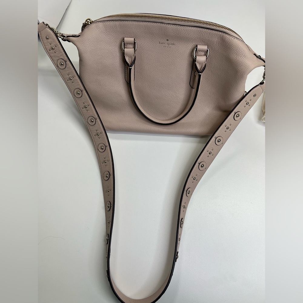 Kate Spade New York Larchmont Avenue Studded Mini Layla Satchel in Warm Beige - Picture 14 of 15